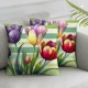  Spring Pillow Covers Green Floral Birds Throw Pillowcase Seasonal Summer Home Sofa Bedroom Living Room Holiday Decor Cushion Case Farmhouse Decorations