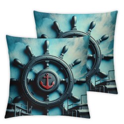 Vintage Compass Pattern Throw Pillow Covers Ocean Blue Series Nautical Decorative Pillow Cases Coastal Beach Theme Outdoor Decor 