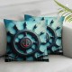 Vintage Compass Pattern Throw Pillow Covers Ocean Blue Series Nautical Decorative Pillow Cases Coastal Beach Theme Outdoor Decor 