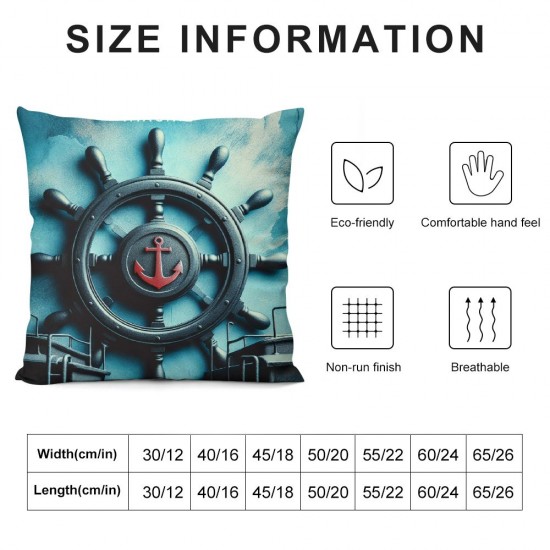 Vintage Compass Pattern Throw Pillow Covers Ocean Blue Series Nautical Decorative Pillow Cases Coastal Beach Theme Outdoor Decor 