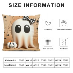 Ulloord Happy Halloween Cute Ghost Throw Pillow Covers, Polka Dot Pumpkin Cushion Case for Sofa Couch