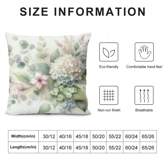 Ulloord Spring Sage Green Leaves Pillow Covers ,Watercolor Pink Red Eucalyptus Floral Throw Pillows Case,Flower Print Decorative Cushion Covers Outdoor Leaf Decor for Home Sofa Bed