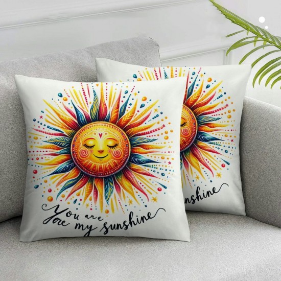 Ulloord Hello Summer Sun Decorative Throw Pillow Covers , You are My Daisy Flower Yellow Cushion Case Decor, Seasonal Home Decoration for Sofa Couch