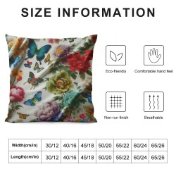 Ulloord Throw Pillow Covers  Decorative Summer Spring Pillow Covers Linen Flower Butterfly Farmhouse Pillowcases for Sofa Couch Living Room Outdoor Patio