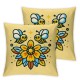 Ulloord Bee Sunflower Throw Pillow Covers, Spring Summer Stripes Cushion Case for Sofa Couch