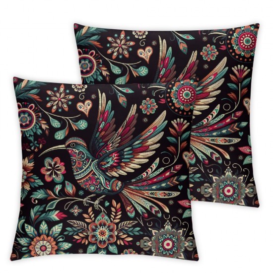 Ulloord Linen Pillow Case Cartoon Bird Pattern  Double Sided Decorative Cushion Cover for Sofa Bed Chair Car